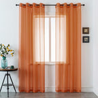 DUALIFE Burnt Orange Sheer Curtains 84 Inch Length for Bedroom 2 Panels Elegant Terracotta Grommet Top Drapes Sheer Curtain Panels for Living Room 52x84 Inches Long 7 FT Rust