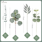 Serwalin 200pcs Artificial Mixed Eucalyptus Leaves Stems Bulk, 4Kinds Silver Dollar Eucalyptus Leaves Picks,Faux Eucalyptus Stems Sprays for DIY Bouquets Floral Arrangement Home Decor