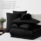 CozyLux California King Comforter Sets Black, 7 Pieces Cal King Bed in a Bag, All Season Bedding Sets with Stitch Quilted Comforter, Flat Sheet, Fitted Sheet, Pillowcases