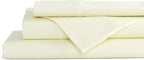 Linen Home 100% Cotton Percale Sheets Full Size, Cream, Deep Pocket, 4 Pieces Set - 1 Flat, 1 Deep Pocket Fitted Sheet and 2 Pillowcases, Crisp Cool and Strong Bed Linen