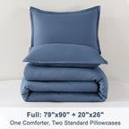 Litanika Haze Blue Comforter Full Size Set, 3 Pieces Lightweight Solid Bedding Comforter Set, All Season Fluffy Bed Set