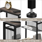 Side Table for Small Space, 3-Tier Narrow End Tablewith Magazine Holder,Slim Nightstand, Skinny Snack Couch Table in Living Room, Bedroom Study and Balcony(Ash Brown)