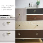 QOGRISUN 2-Pack Brass Crystal Cabinet Knobs,Glass Crystal Gold Drawer Knobs,1-1/4-Inch Polygon,Decorative Dresser Pulls, Modern Cabinet Hardware
