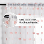 MYSKY HOME Pink Curtains 84 Inch Length for Bedroom Window Panels Pom Pom White Sheer Curtains 84 Inch Long for Living Room Nursery Girls Kids Room Rod Pocket Playroom Dining Room Set of 2 37 x 84 in