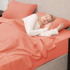 Mejoroom Twin XL Sheet Set - Hotel Luxury Microfiber Sheet & Pillowcase Sets Fits College Dorm Room Mattress - Soft, Breathable, Wrinkle & Fade Resistant - 3 Piece (Coral)