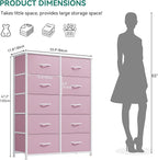 YITAHOME 10 Drawer Dresser - Pink Fabric Storage Tower, Organizer Unit for Living Room, Hallway, Closets - Sturdy Steel Frame, Wooden Top & Easy Pull Fabric Bins