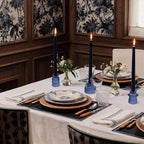 Vixdonos Glass Candlestick Holders Tealight Candle Holders for Table Centerpieces, Wedding Decor and Dinner Party (6 Pcs, Dark Blue)