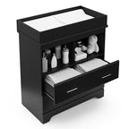 Storkcraft Brookside 2 Drawer Changing Table Dresser (Black) – GREENGUARD Gold Certified, Easy-to-Match Chest of Drawers and Cubbies for Nursery and Kids Bedroom, Includes Changing Table Topper