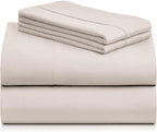 LuxClub 4 PC Sheet Set Bed Sheets Deep Pockets 16" Eco Friendly Wrinkle Free Cooling Machine Washable Hotel Bedding Silky Soft - Linen Full