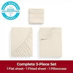 Mellanni Extra Deep Twin Sheets - 3 PC Iconic Collection Bedding - Hotel Luxury, Ultra Soft, Cooling Bed Sheets - Wrinkle, Fade, Stain Resistant (Twin, Golden Ivory)