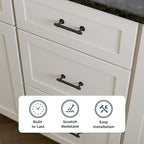 Franklin Brass - Francisco Deep Bronze Cabinet Handles 3 Inch (3") Hole Center Pulls | Easy Install, Durable Hardware for Kitchen Cabinet Door, Drawers, Dresser Pull, Furniture (10 Pack)