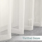 Chyhomenyc Ivory Sheer Curtains 96 Inch Length 2 Panels Set, Elegant Light Filtering Voile Window Treatment Drapes for Living Room Bedroom, 42W x 96L Inches, Set of 2, Ivory