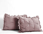 Lush Decor Ravello Pintuck Ruffle Skirt Bedspread Set - Luxe 3 Piece Ruffled Bedding Set - Traditional Glam & Farmhouse Inspired Bedroom Decor - Queen, Woodrose