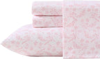 Laura Ashley - Flannel Sheets Full Size, Anti-Pilling & Wrinkle Resistant Cotton, Touchably Soft for All-Season Comfort - Bed Sheets with Matching Pillowcases & Fitted Sheet (Antoinette Pink)