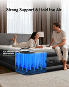 OhGeni 20" Full Air Mattress with Built in Pump, Blow up Mattresses, Colchones Inflables Airbed for Guests, Ideal for Elder People Home Use, Knee-Friendly Design, 600LBS