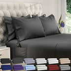DREAMCARE Queen Sheet Set – 6 pcs Cooling Bed Sheets – up to 21” Deep Pocket Queen Sheets Set – 2500 Supreme Collection – Extra Soft 100% Brushed Microfiber Hotel Luxury with Side Pocket – Gray