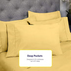 Sweet Home Collection 6 Piece 1500 Supreme Collection Brushed Microfiber Deep Pocket Sheet Set-2 Extra Pillow Cases, Great Value, Rv Short Queen, Yellow