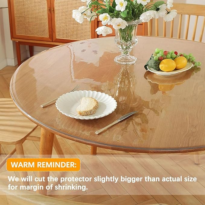 Easy Easy Life 16 Inch Clear Round Table Cover Protector 1.5mm Thick Table Protector for Dining Room Waterproof Plastic PVC Vinyl Tablecloth Cover Circle Tabletop Protective Pad for Furnture Surface