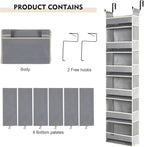 2 Pack Over The Door Hanging Organizer 6-Shelves and 12 Side Pockets, Over The Door Storage for Bathroom and Bedroom, Back of Door Organizers for Baby Products and Kid's Toys(13"x5"x54" Grey)