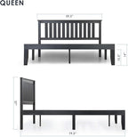 Mellow Marley 14 Inch Solid Wood Platform Bed with Paneled Headboard, Ebony Black, Queen