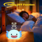 UNEEDE Blue Axolotl Night Light for Kids, Animal Silicone Nursery Night Lamp, Rechargeable Table Lamp, Cute Room Decor Night Light for Bedroom, Living Room, Dining, Desk Decorations, Gift