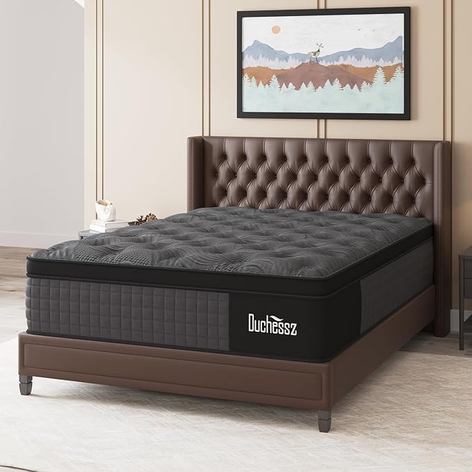 King Mattress, 10 Inch Hybrid Mattresses Black with Gel Memory Foam and Individually Pocket Innerspring Euro Top Medium Firm for Motion Isolation, Edge Support, 100 Night Trial