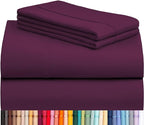 LuxClub 4 PC King Sheet Set, Breathable Luxury Bed Sheets, Deep Pockets Wrinkle Free Cooling Bed Sheets Machine Washable Hotel Bedding Silky Soft - Eggplant King