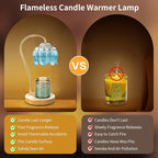 Dimmable Flower Candle Warmer Lamp, Blue Candle Warmer with Timer & 4Bulbs, Womens Gifts for Christmas Birthday, Unique Home Decor for Bedroom Living Room Decor Aesthetic
