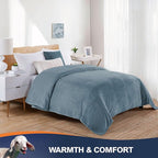 Walensee Fleece Blanket Plush Throw Fuzzy Lightweight (XL-Twin Size 66x90 Washed Blue/Slate Blue/Grey Blue) Super Soft Microfiber Flannel Blankets for Couch, Bed, Sofa Warm and Cozy for All Seasons