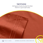 Twin Sheets - Breathable Luxury Sheets with Full Elastic & Secure Corner Straps Built In - 1800 Supreme Collection Extra Soft Deep Pocket Bedding Set, Sheet Set, Twin, Rust