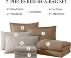 Monbix Queen Comforter Set - 7 Pieces Raw Umber Bed in a Bag Queen Bedding Sets with Comforters, All Seasons Down Alternative Comforter Bed Set with Sheets,Pillowcases & Shams