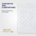 SLEEP ZONE King Size Cooling Mattress Topper, Premium Zoned Cool Mattress Pad Cover, Padded Mattress Protector Breathable Washable, Deep Pocket 8-21" (White, King)