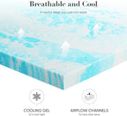 DUMOS Memory Foam Mattress Topper King, 2 Inch Thick Gel Infused Bed Toppers for King Size Bed, Soft Mattress Pads for Sleeper Sofa, RV, Camper, CertiPUR-US Certified, Blue