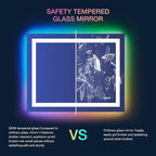 LOAAO 40"X32" LED Bathroom Mirror with Lights, Anti-Fog, Dimmable, RGB Backlit + Front Lighted, Bathroom Vanity Mirror for Wall, Memory Function, Colorful Multiple Light Modes
