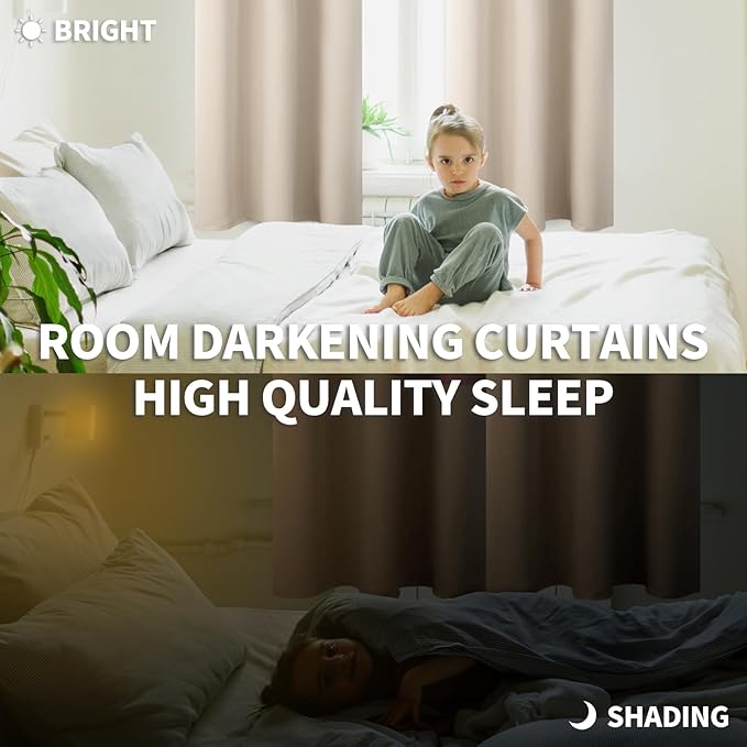 BGment Blackout Curtains - Grommet Thermal Insulated Room Darkening Bedroom and Living Room Curtains, Set of 2 Panels (52 x 45 Inch, Champagne)