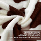 Richave Fleece Cow Print Blanket for All Season - Premium Lightweight Anti-Static Brown and Ivory Twin/Twin XL Size Extra Long Blankets, Bedroom Decor 66" x 90"(Brown Cow)