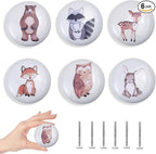 6pcs 1.5" 6 Pack Cute Nursery Kids Animals Ceramics Dresser Drawer Pulls Unique Decorative Cabinet Knobs (Rabbit)
