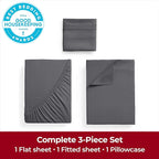 Mellanni Extra Deep Twin Sheets - 3 PC Iconic Collection Bedding - Hotel Luxury, Ultra Soft, Cooling Bed Sheets - Wrinkle, Fade, Stain Resistant (Twin, Gray)