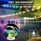 LED Rope Lights Outdoor String Light Battery Powered with Remote Control, 8 Modes Color Changing Waterproof LED Strip Light Fairy Light 40Ft for Christmas Party Camping Decoration, 1 P