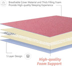 MAXYOYO Japanese Floor Mattress Futon Mattress, Thicken Sleeping Pad Foldable Roll Up Floor Futon for Adults Tatami Mat Dormitory Bed Lounger, Pink, Full Size
