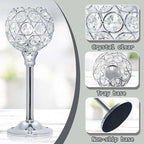 Crystal Metal Tealight Candlestick, Bling Bowl Candelabras, Tall Crystal Votive Candle Holders Elegant Crystal Candle Centerpiece for Dining Table Wedding Decor (Set of 6, Silver)