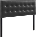 Modway Emily Tufted Button Faux Leather Upholstered Queen Headboard in Black