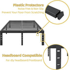 ALDRICH 14 Inch Metal Bed Frame Queen Size - Double Black Basic Steel Slats Platform, Easy Assembly Heavy Duty Noise Free Bedframes, No Box Spring Needed