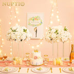 NUPTIO Flower Ball Arrangement Bouquet - 2 Pcs 15.7 inch Diameter White Fake Flowers Roses Balls for Centerpieces Tables - Artificial Rose Arrangements for Wedding Centerpiece Table Decorations
