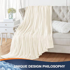 Walensee Fleece Blanket Plush Throw Fuzzy Lightweight (Twin Size 60x80 Cream) Super Soft Microfiber Flannel Blankets for Couch, Bed, Sofa Ultra Luxurious Warm and Cozy for All Seasons