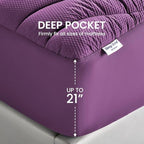SLEEP ZONE Cooling Mattress Topper Twin XL for College Dorm, Premium Zoned Quilted Mattress Pad, Fitted Mattress Protector Cover Washable, Deep Pocket 8-21 inch, Purple, Twin XL