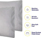 Cal King Size Bed Sheets - 6 Piece 1500 Supreme Deluxe Collection Deep Pocket Ultra Soft California King Sheet Set Bedding - 2 Extra Pillow Cases, California King, Classic Stripe Gray