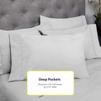 King Size Bed Sheets - 6 Piece 1500 Supreme Collection Fine Brushed Microfiber Deep Pocket King Sheet Set Bedding - 2 Extra Pillow Cases, Great Value, King, Silver