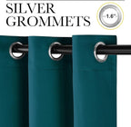 NICETOWN Teal Blackout Cafe Faux Silk Curtains for Small Windows, 42" Wide by 84" Long, 2 Panels, Grommet Thermal Insulated Blackout Satin Drapes for Bedroom