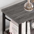 BON AUGURE Entry Table, 47 Inch Console Tables for Entryway, Narrow Couch Table Behind Sofa for Living Room, Wood 3 Tier Shelves Organization Tables for Foyer, Hallway (Dark Grey Oak)
